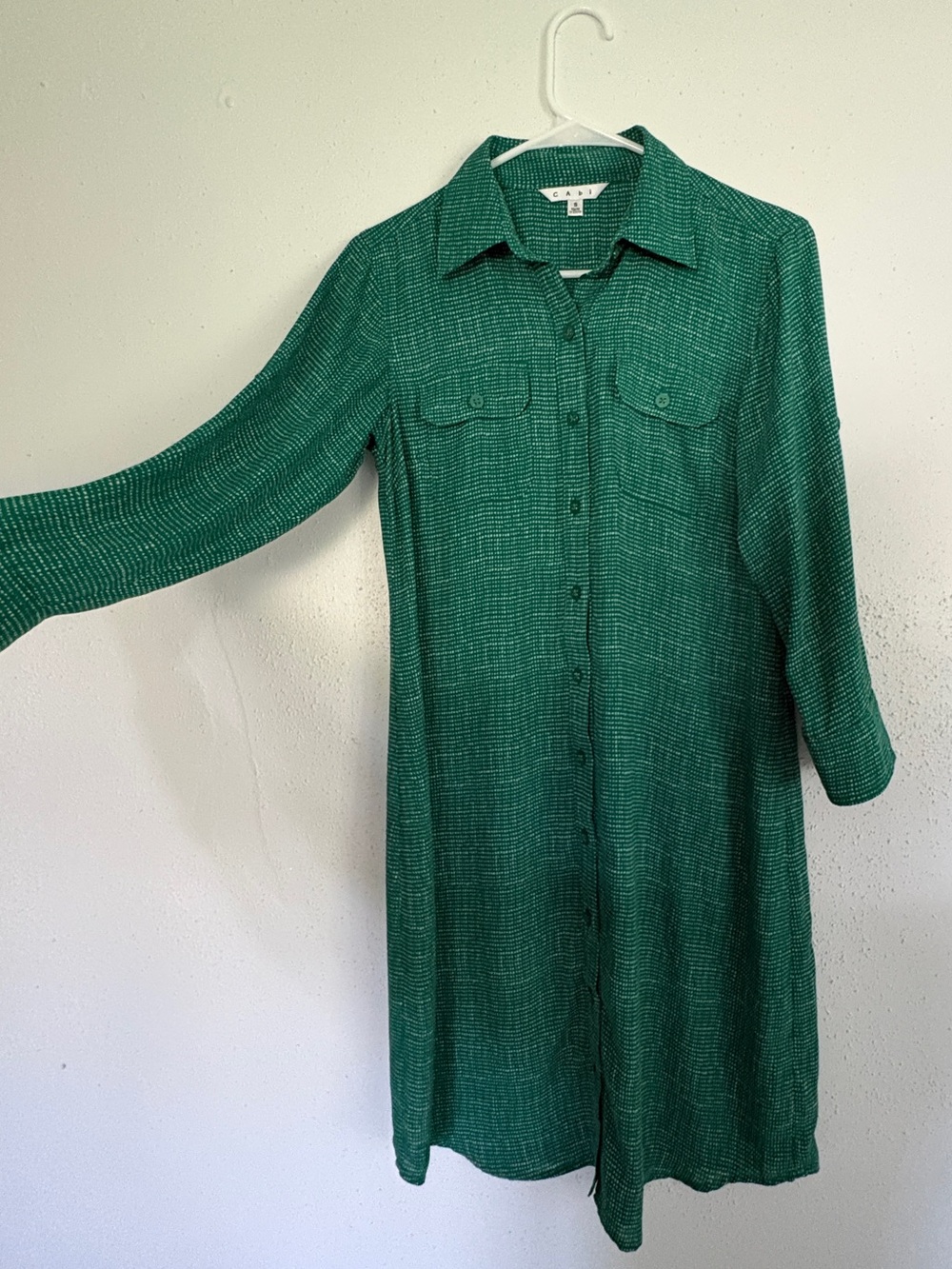 CAbi Emerald Green Button-Front Shirt Dress - Women